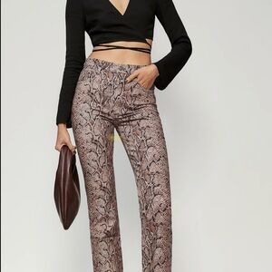 Reformation Snake Print Straight Leg Pants - Black and Brown